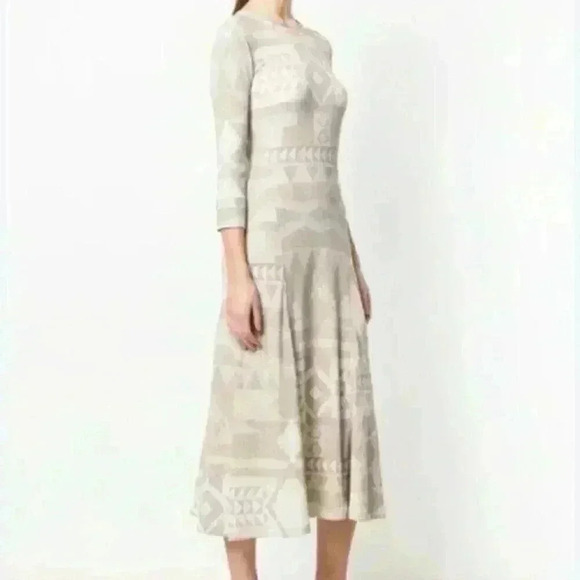 NEW Polo Ralph Lauren Southwestern Aztec Beige Thermal Midi Maxi Dress S… - Picture 2 of 10